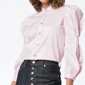 Khaite Rebecca Puff Sleeves Long Sleeves  cotton shirt in pink size L
